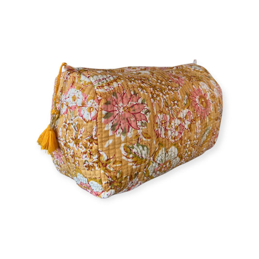 (NLM115) Make Up Bag Yellow Pink Jaal Vines