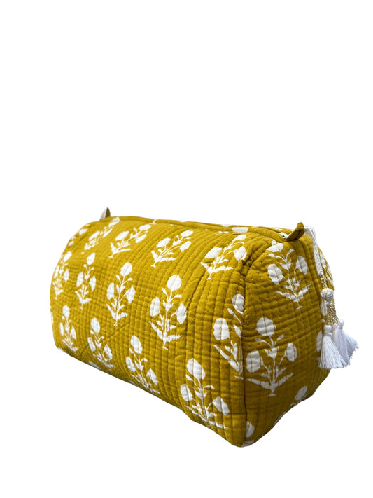 (M098) Make Up Bag Mustard Yellow Resist Print