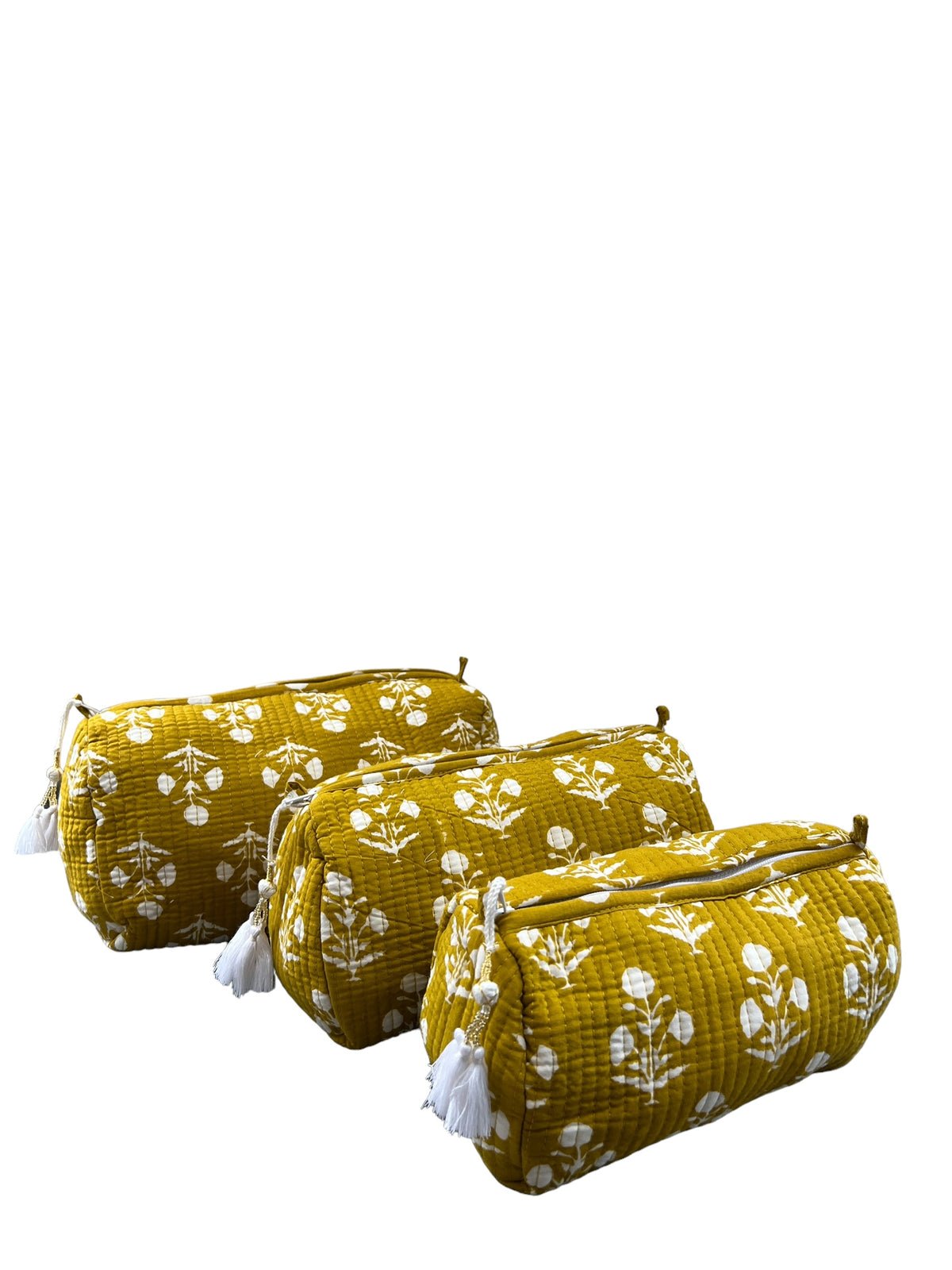 (M098) Make Up Bag Mustard Yellow Resist Print