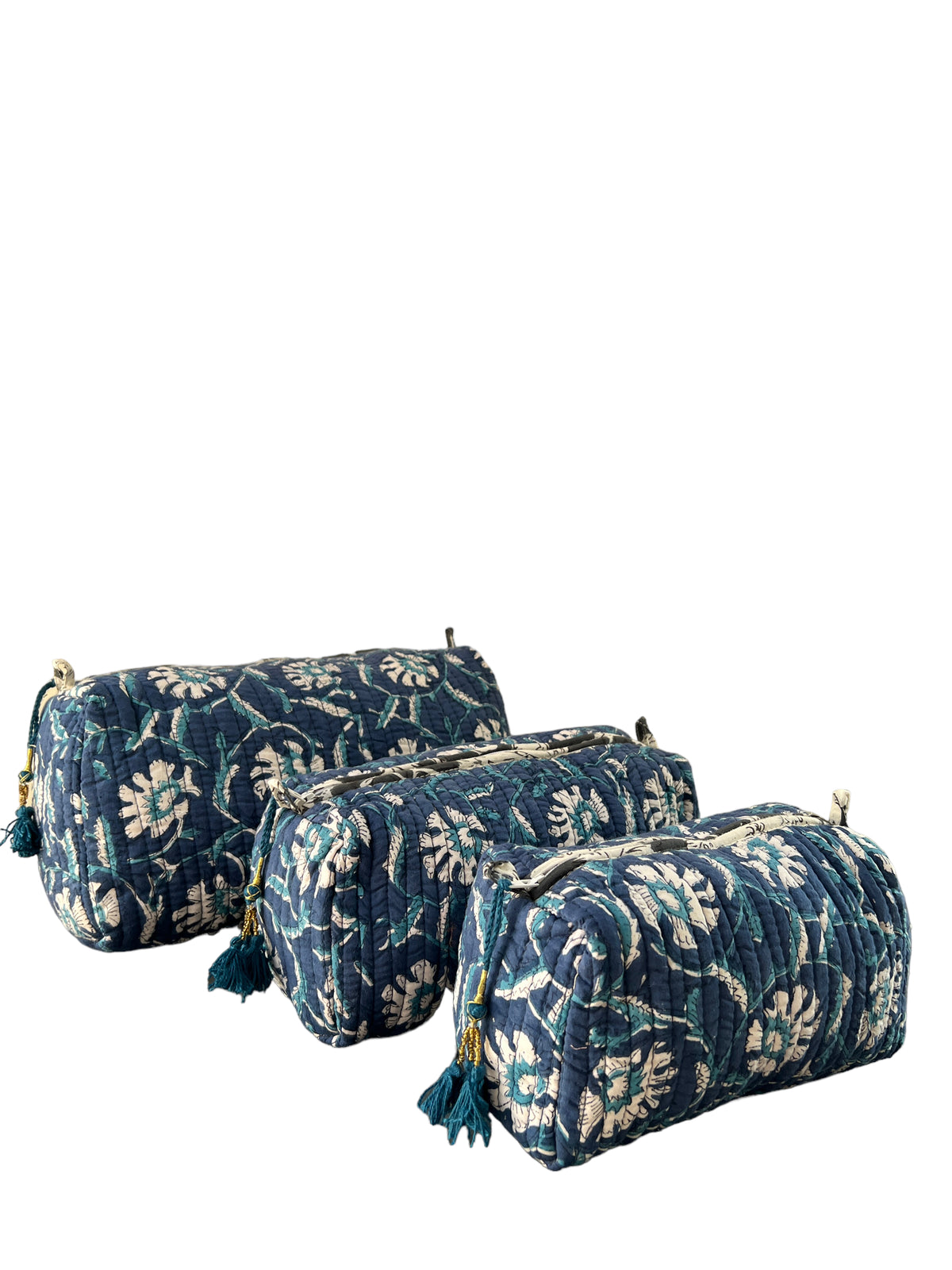 (M079) Make Up Bag Dark Blue Flowers