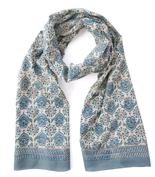 (AS16) Blue Pink Tiles Scarf
