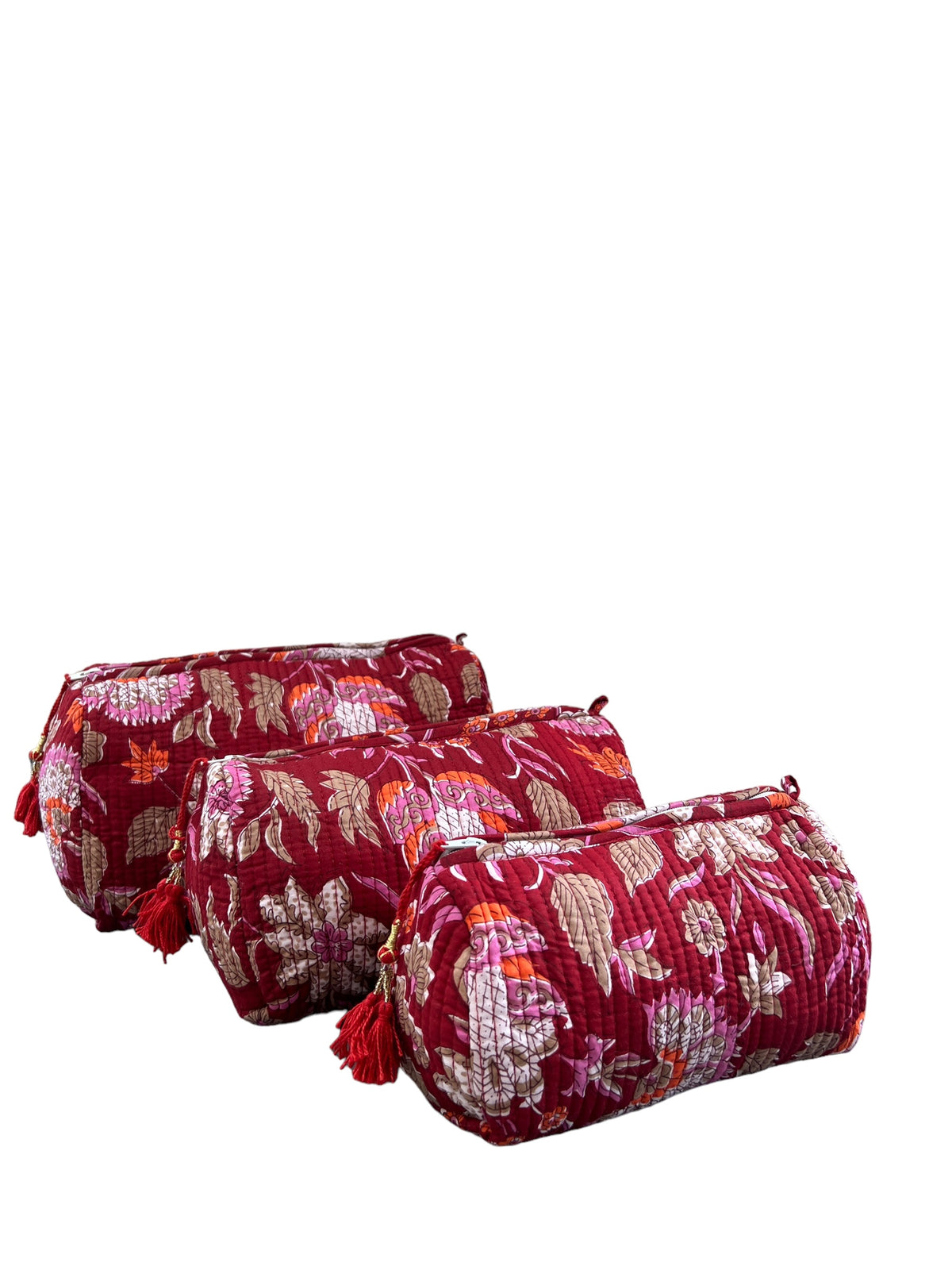 (M110) Make Up Bag Red Jaal Print