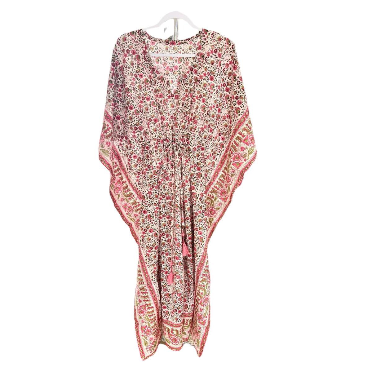 Pink Ditzy Floral Kaftan Maxi Dress
