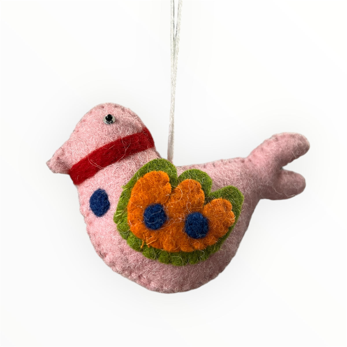 Felted Wool Bird Ornament- Light Pink