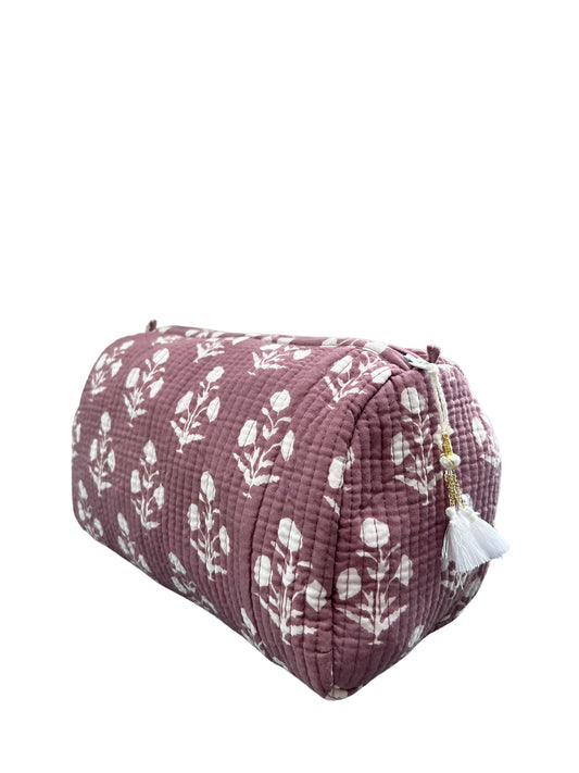(M099) Make Up Bag Mauve Purple Resist Print