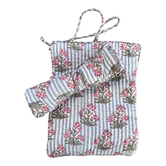 Blue Stripe Jewelry Roll