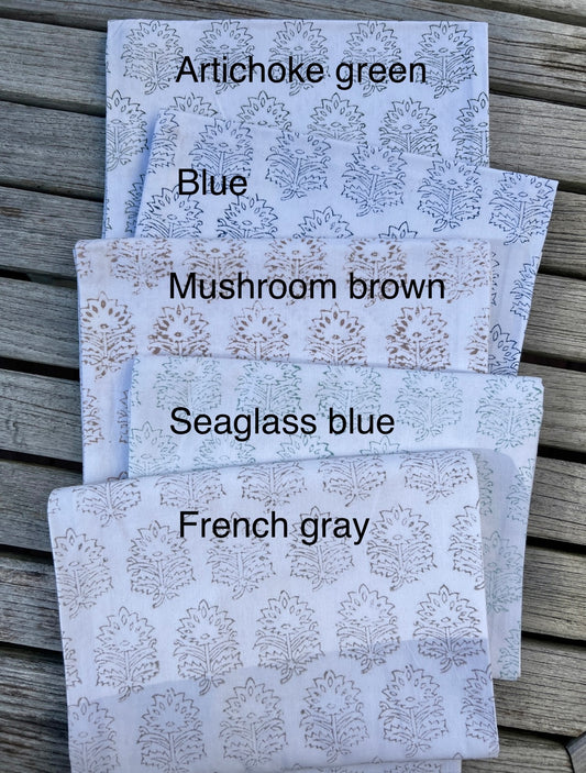 Artichoke Green Block Printed Tea Towel