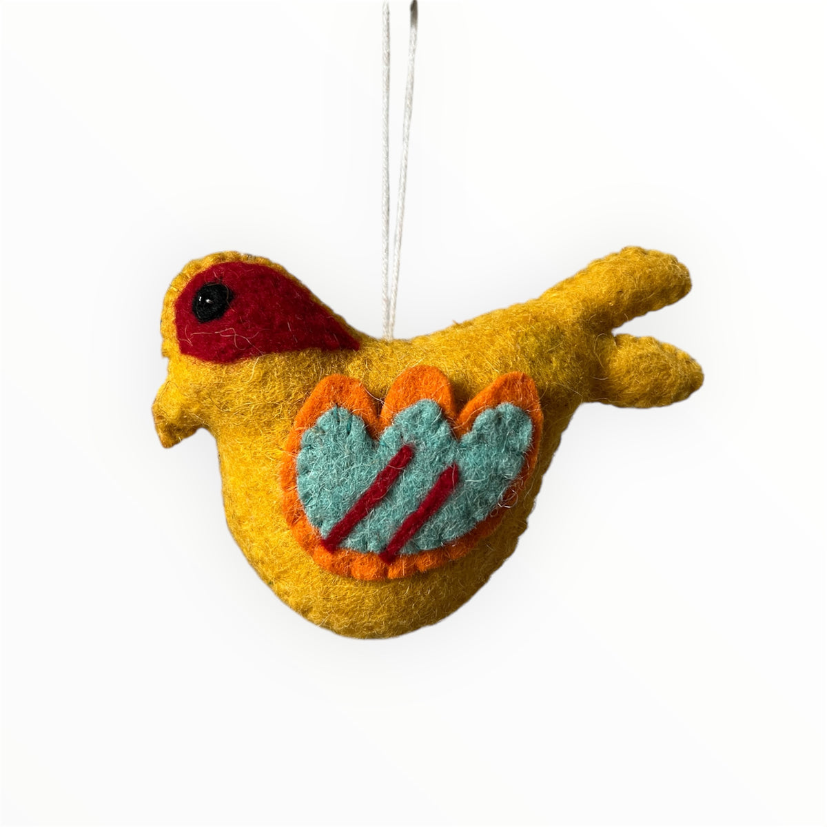Felted Wool Bird Ornament- Yellow