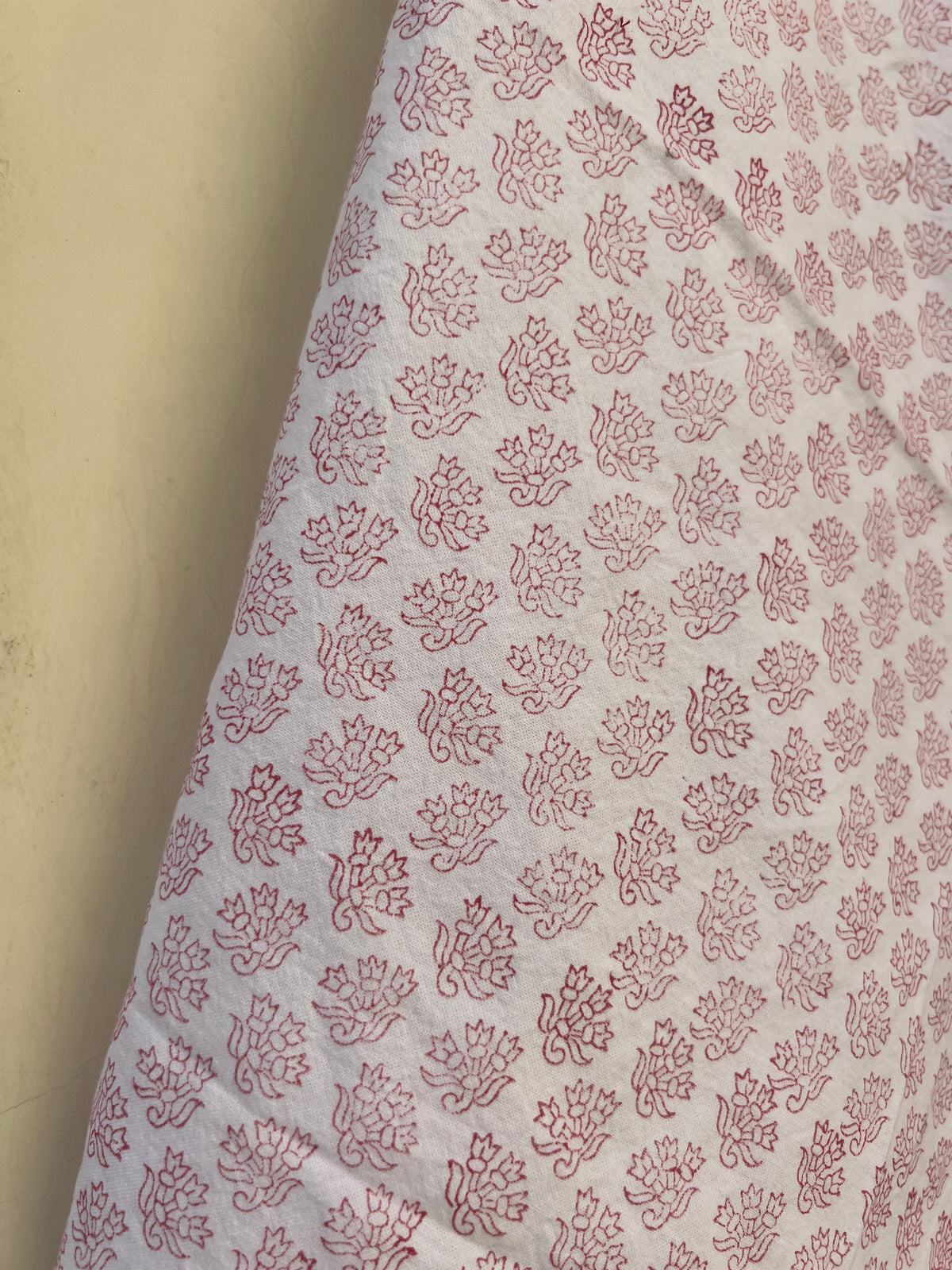Red Block Printed Tea Towel