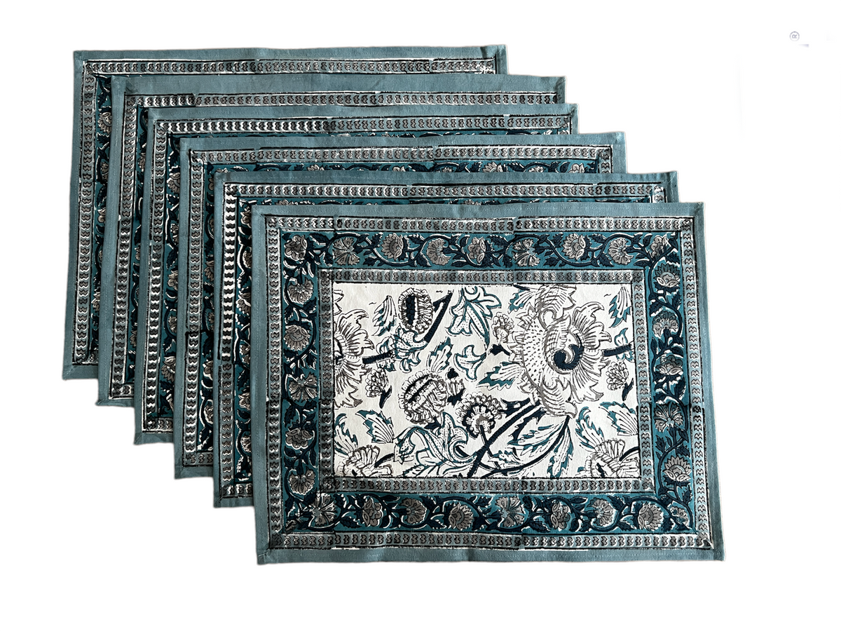 Molly White + Green Placemats