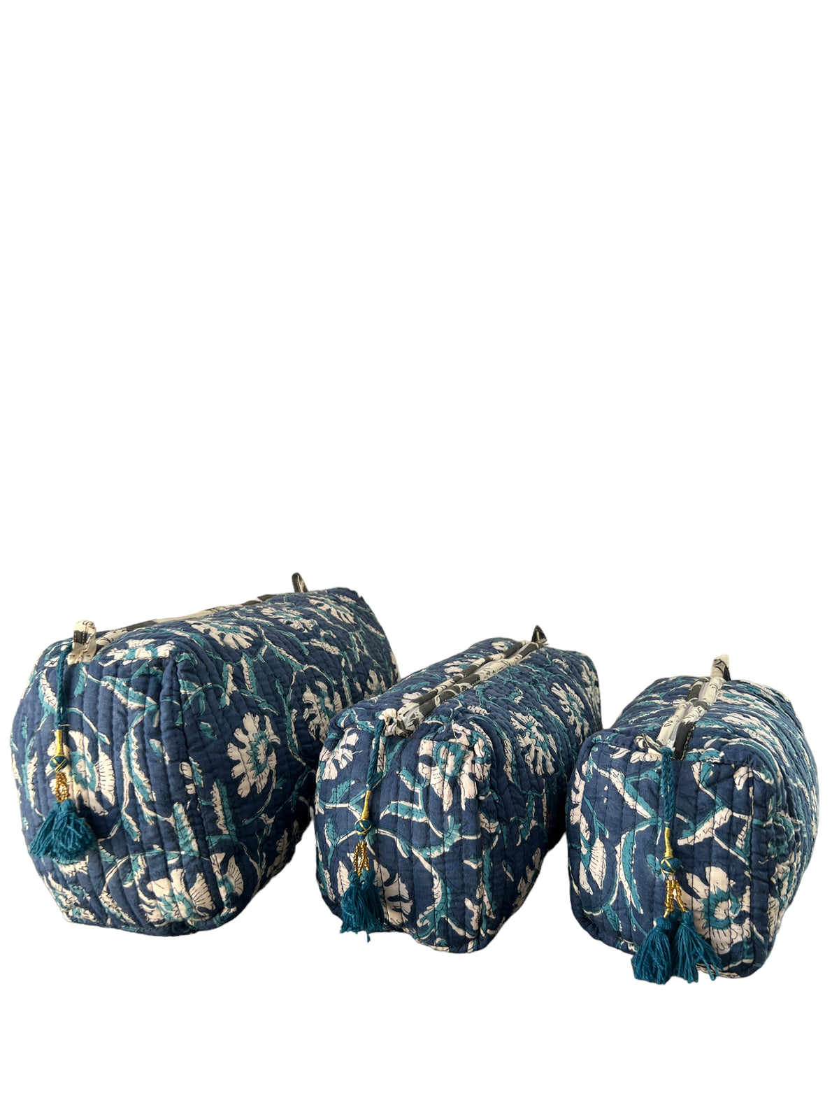 (M079) Make Up Bag Dark Blue Flowers