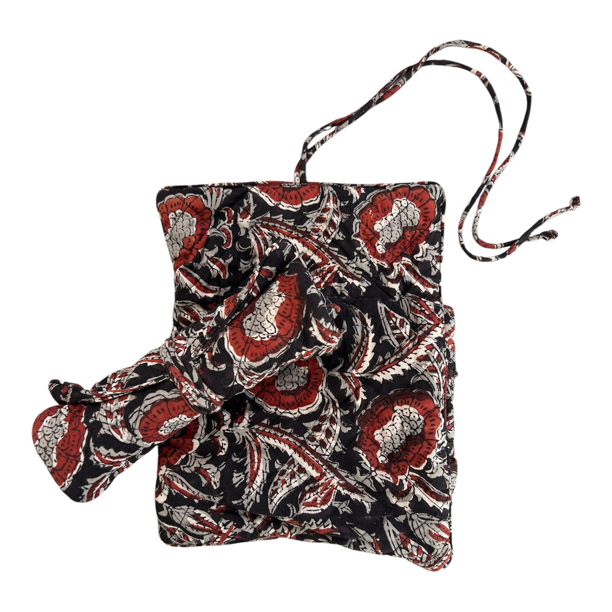 Black Bagru Jewelry Roll