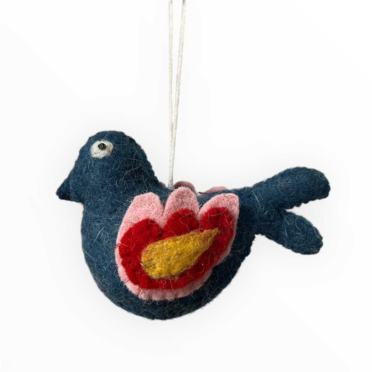 Felted Wool Bird Ornament- Dark Blue