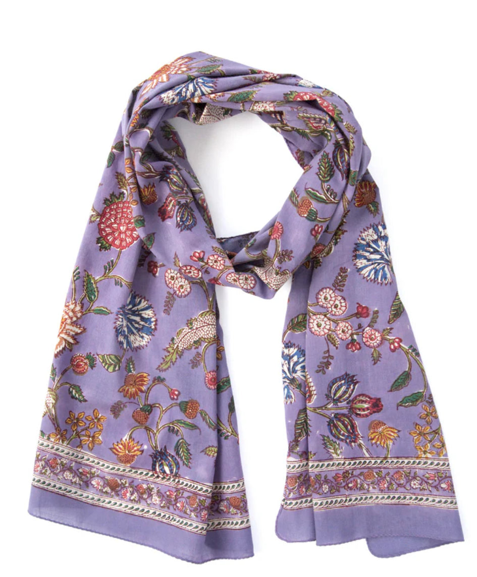 (AS17) Lavender Purple Floral Scarf