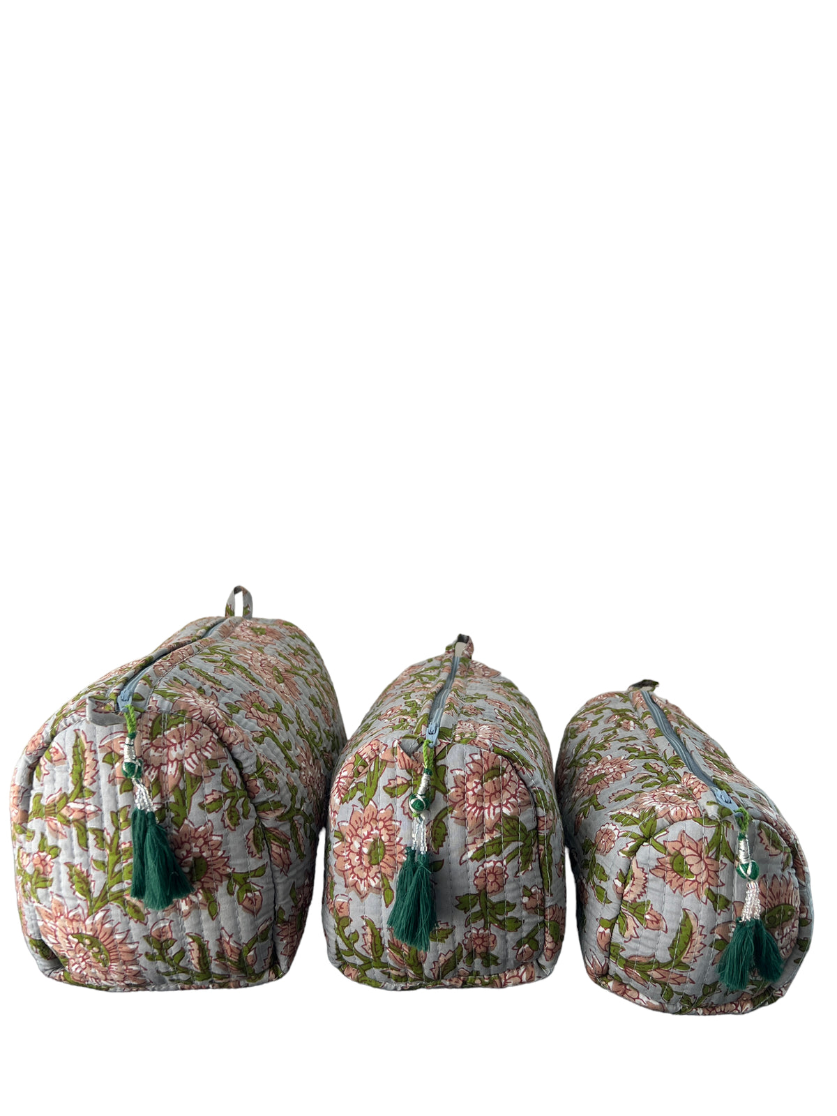 (M075) Make Up Bag Gray, Green, Pink