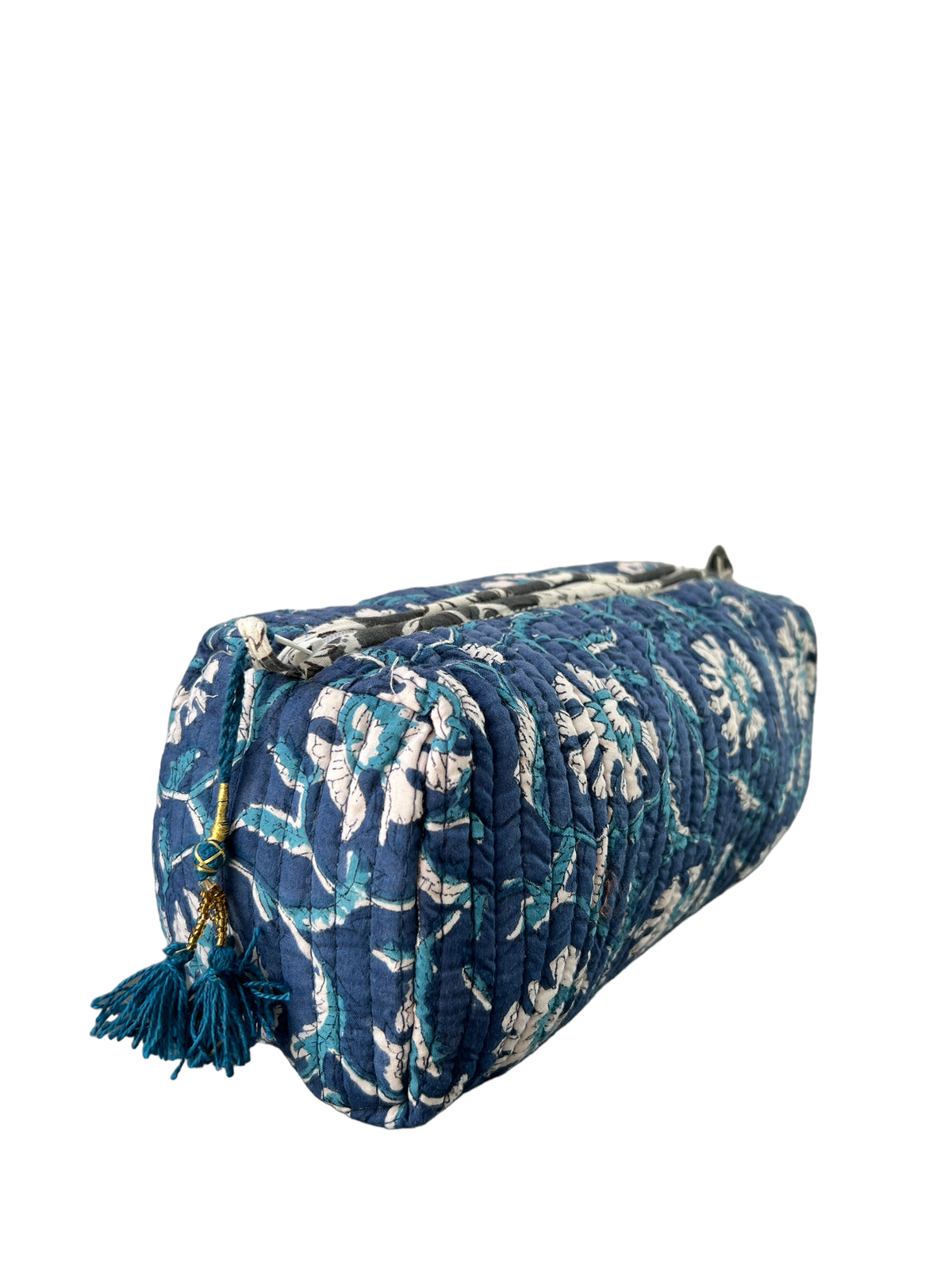 (M079) Make Up Bag Dark Blue Flowers