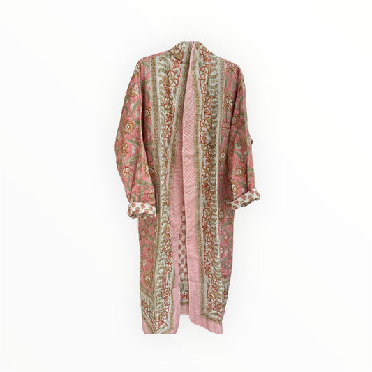 July Reversible Quilted Robe in Pink
