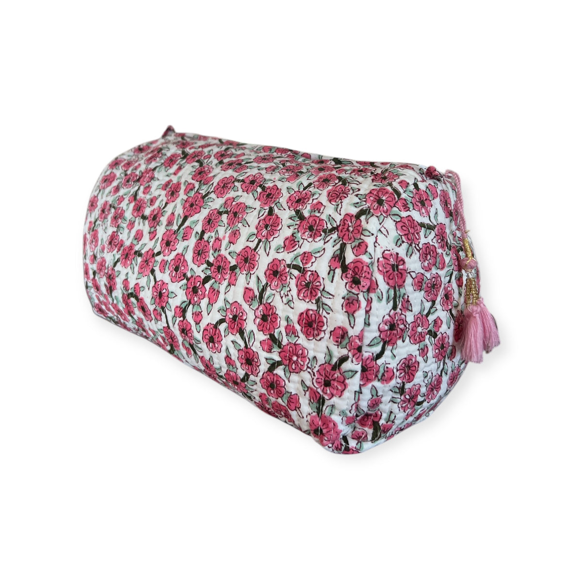 (NLM122) Make Up Bag Bright Pink Green Vines