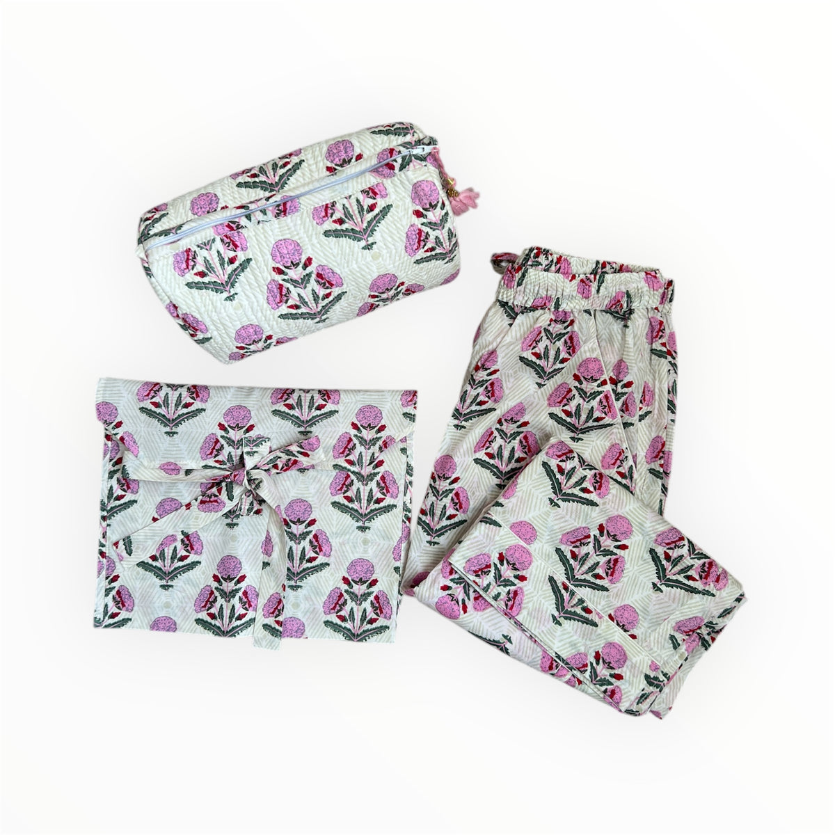 Kitty Pink Buta Gift Set (Pajama Pants + Make Up Bag)