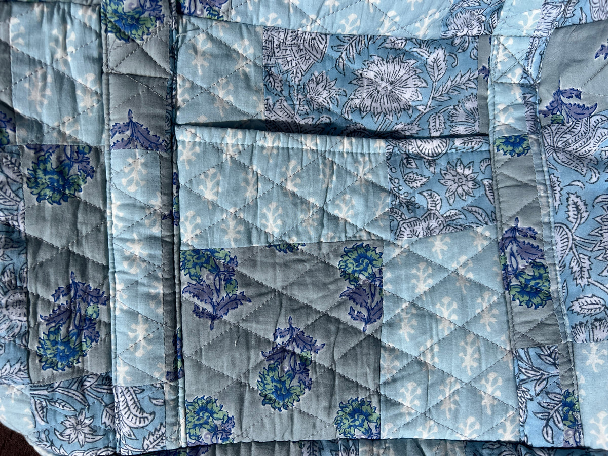 Blue Patchwork Duffel Bag