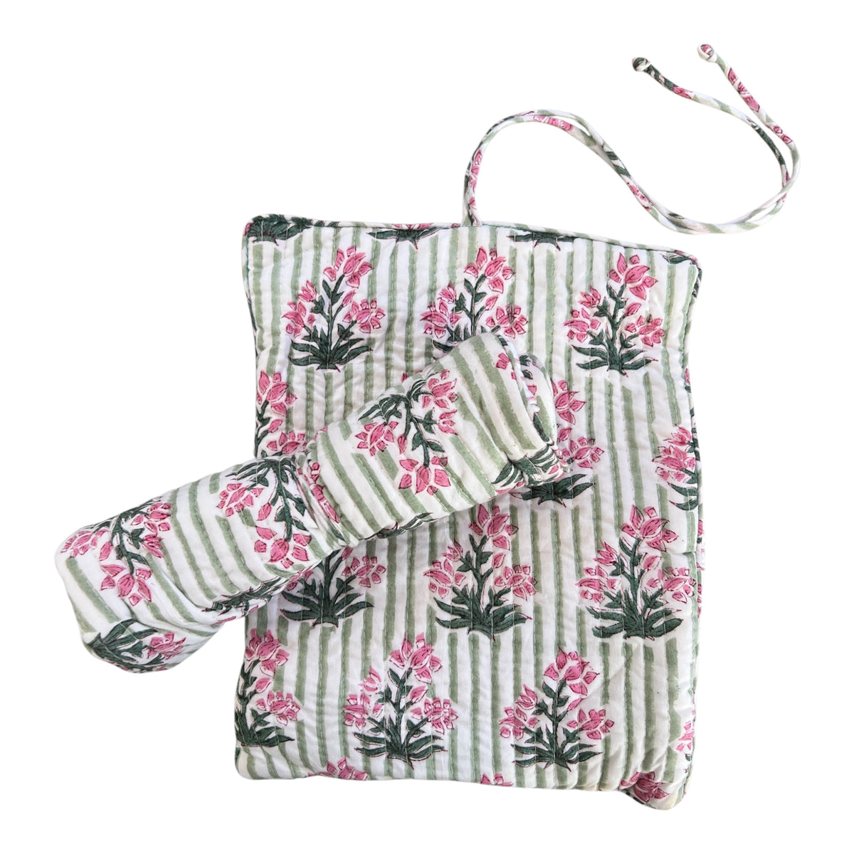 Green Stripe Jewelry Roll