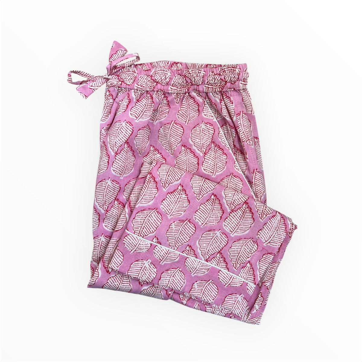 Pink Leaf Pajama Pants