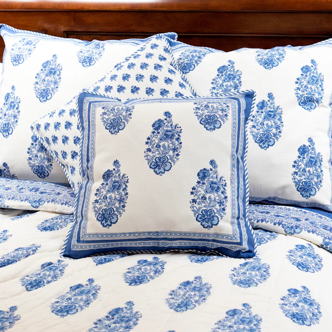 Cushion Covers in Blue Bouquet