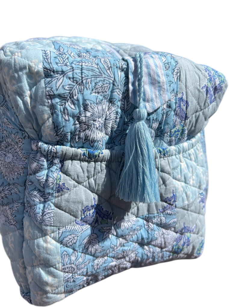 Blue Patchwork Duffel Bag