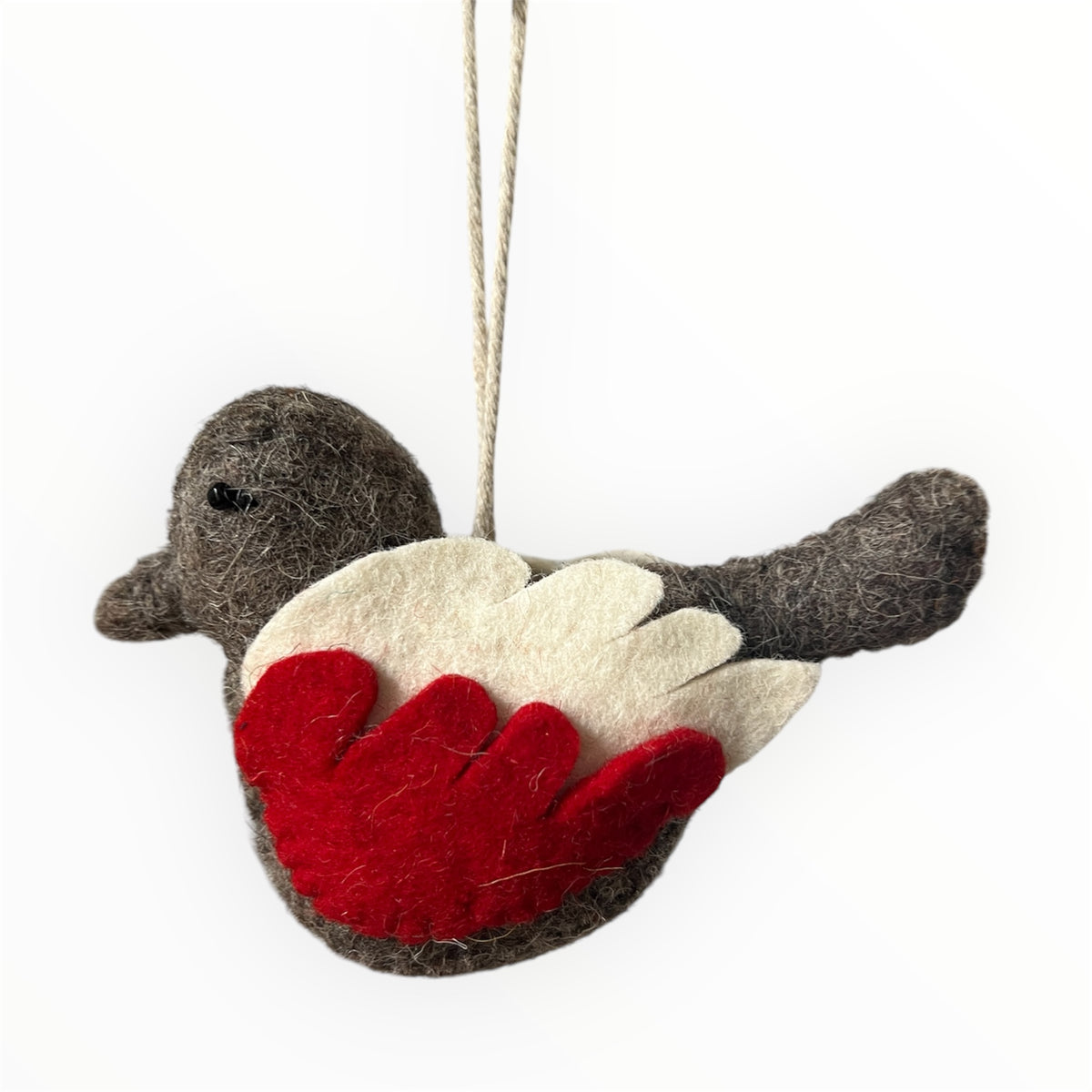Felted Wool Bird Ornament- Gray