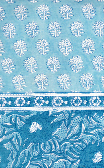 (AS09) Blue Faded Flowers Scarf