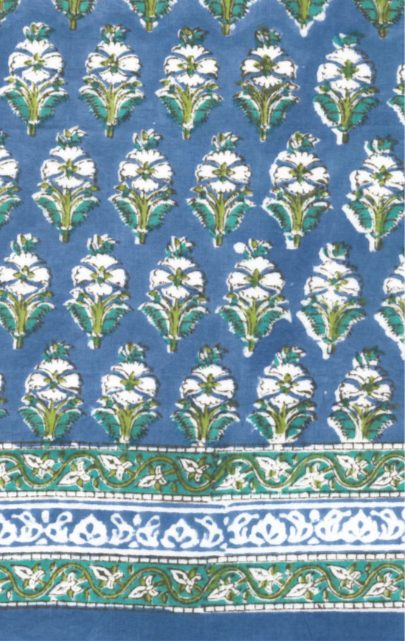 (AS07) Botanical Blue and Green Scarf