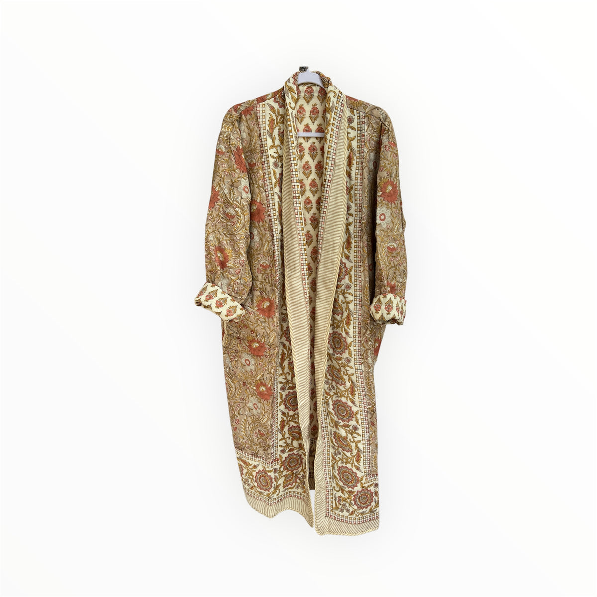 May Reversible Quilted Robe in Tan Pink