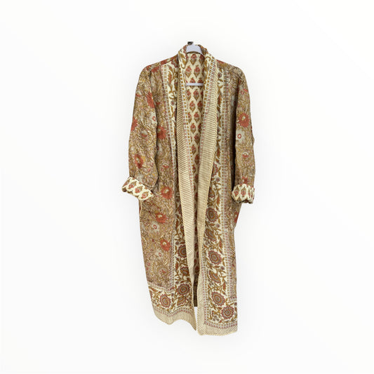 May Reversible Quilted Robe in Tan Pink