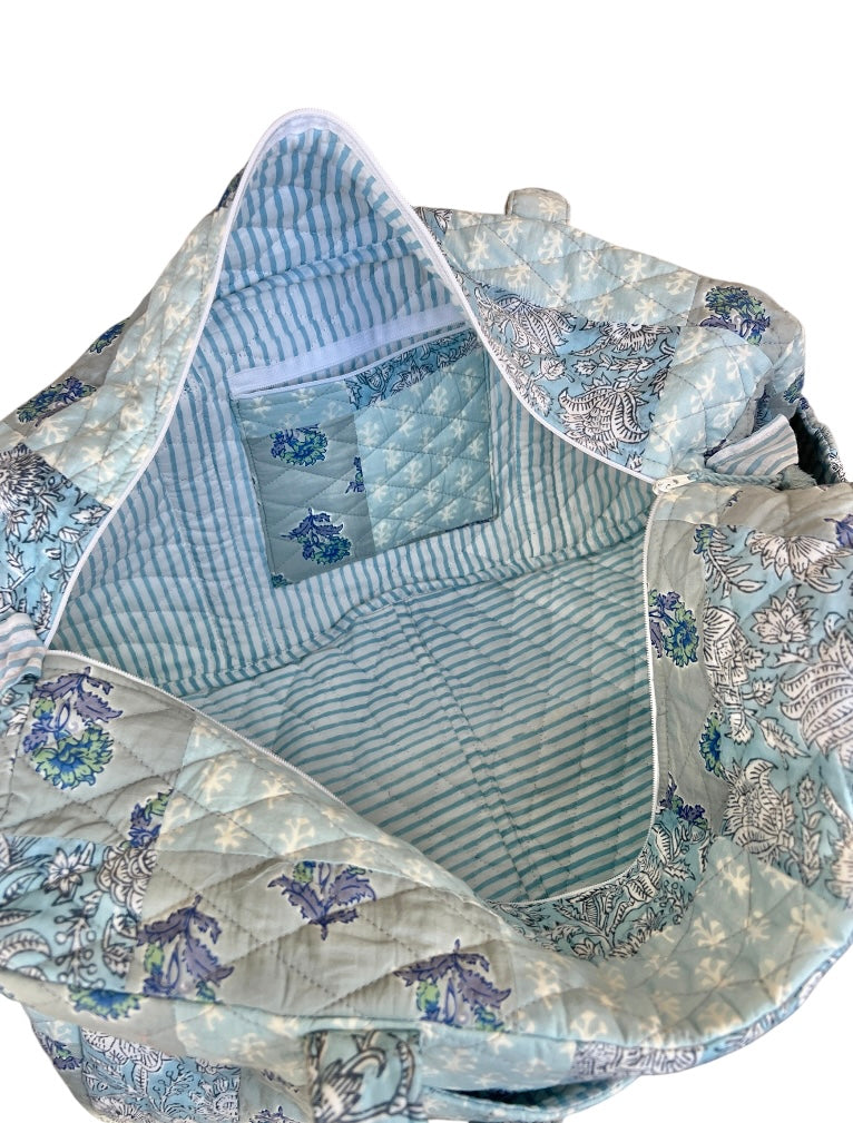 Blue Patchwork Duffel Bag