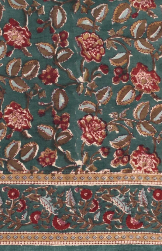 (AS03) Dark Green Fall Flowers Scarf