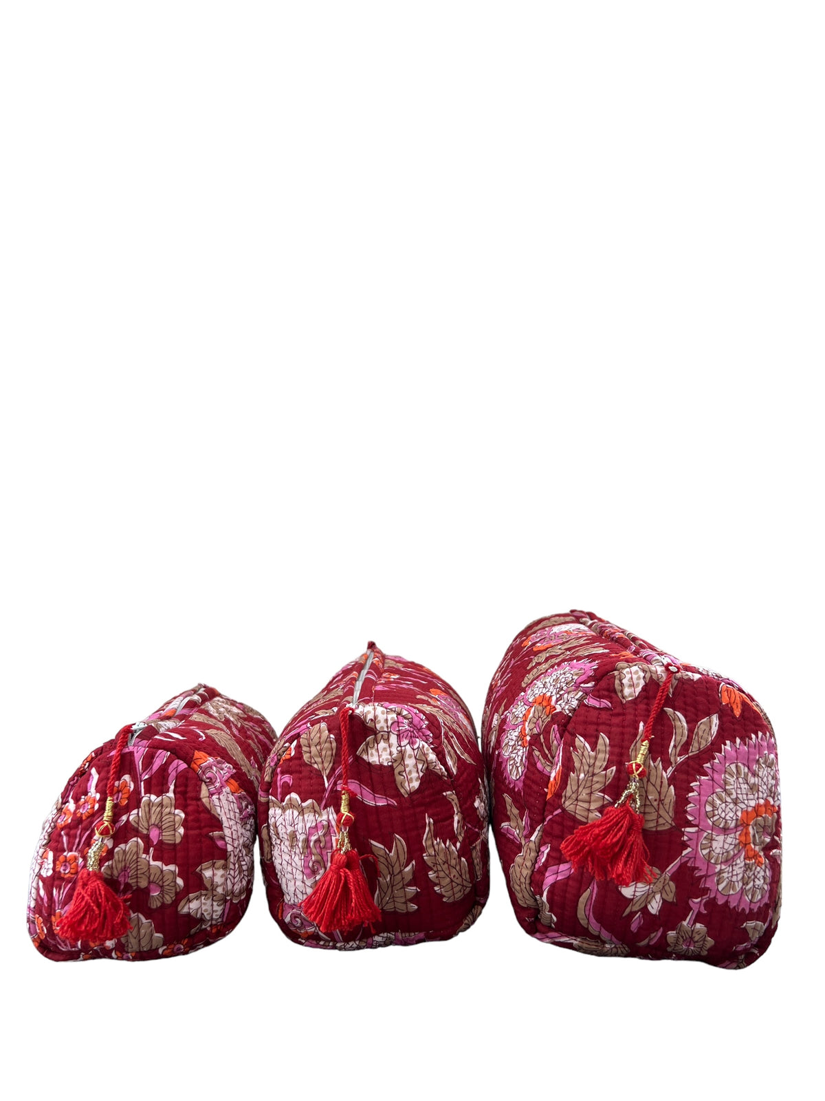 (M110) Make Up Bag Red Jaal Print