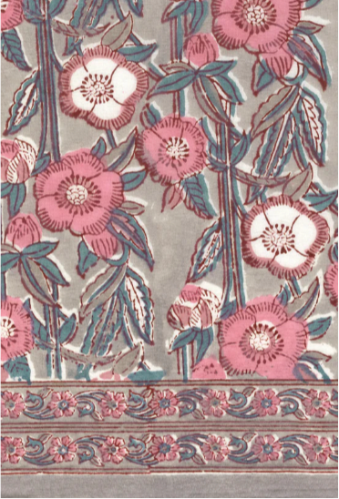 (AS01) Gray Pink Wild Rose Scarf