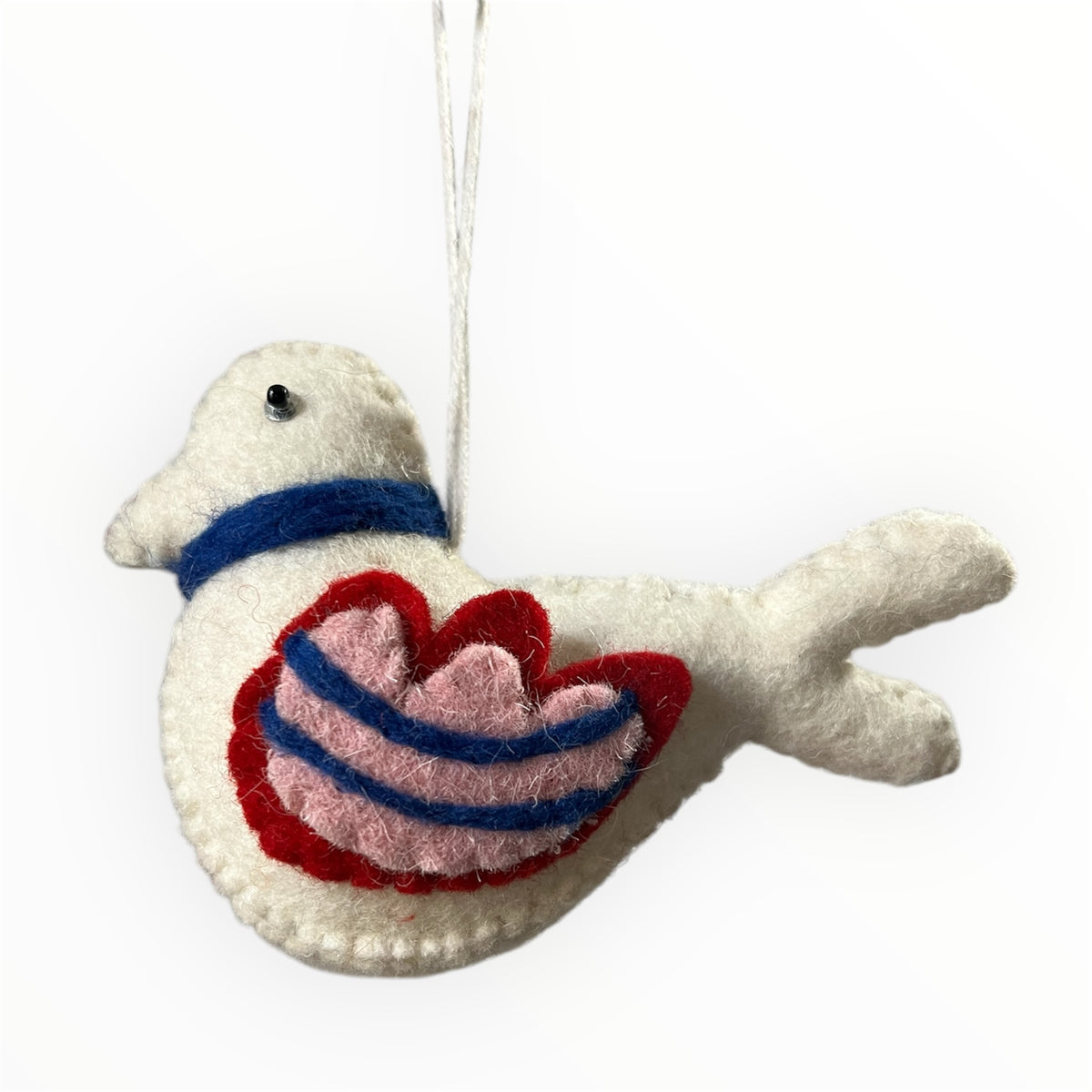 Felted Wool Bird Ornament- White