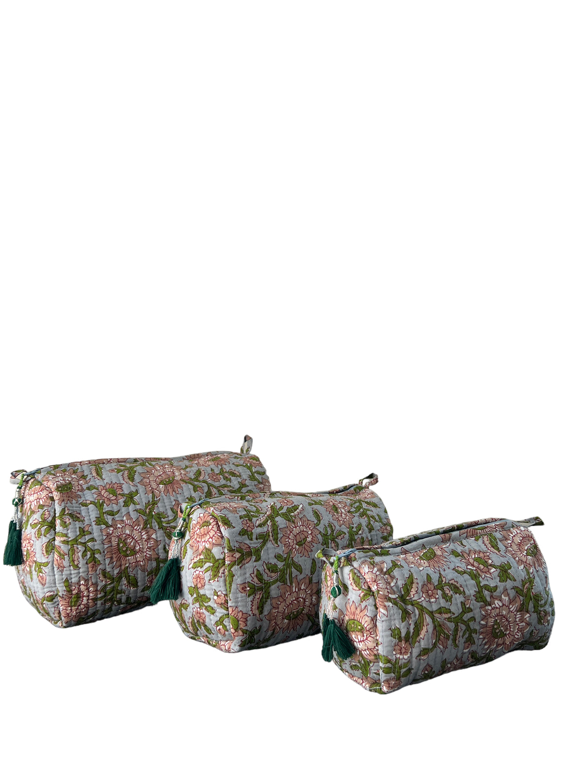 (M075) Make Up Bag Gray, Green, Pink