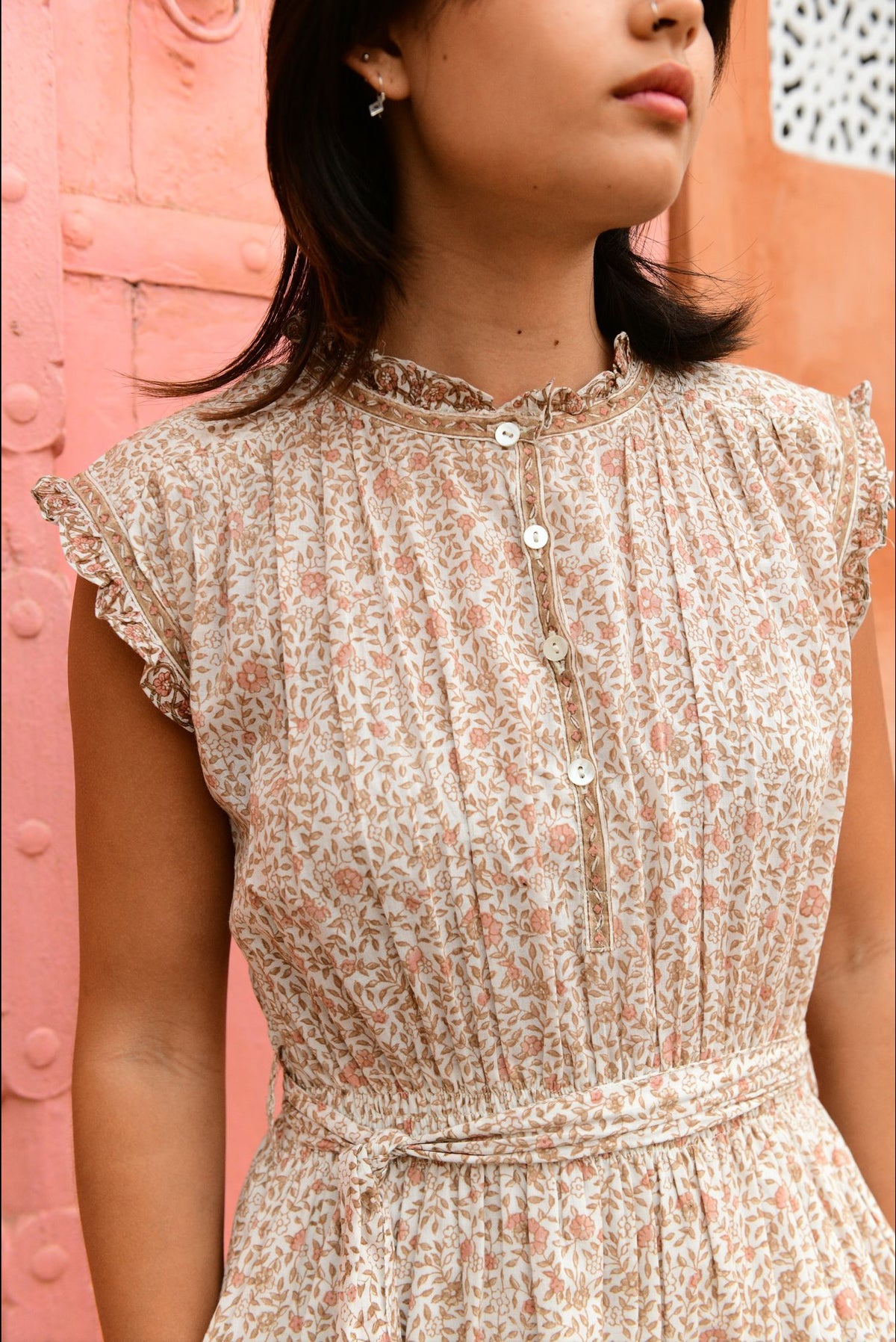 Sydney Dress - Brown/Pink