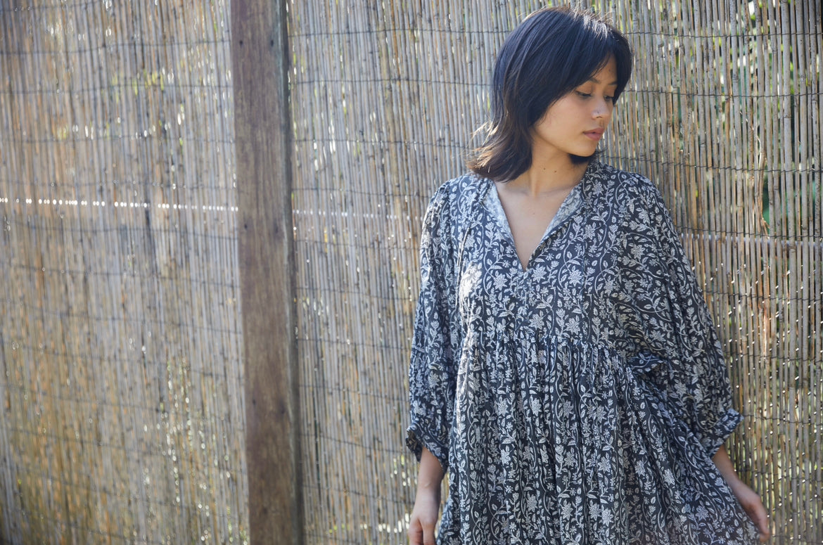 Josette Mini Dress-Black + White