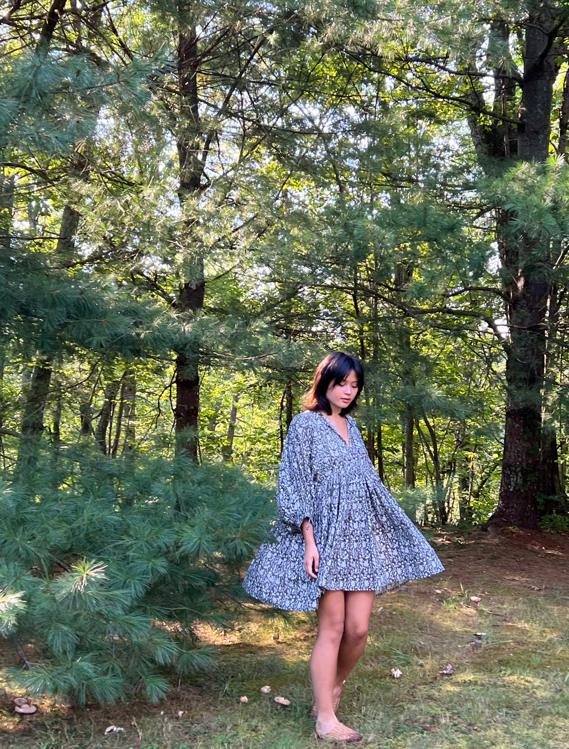Josette Mini Dress-Black + White
