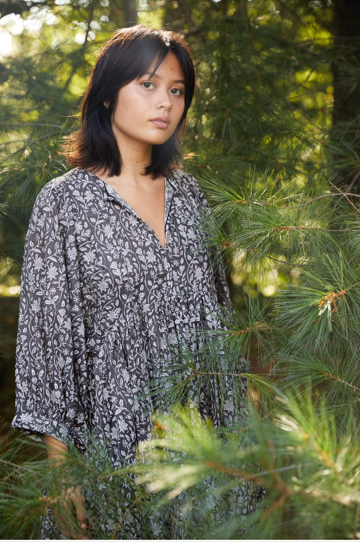 Josette Mini Dress-Black + White