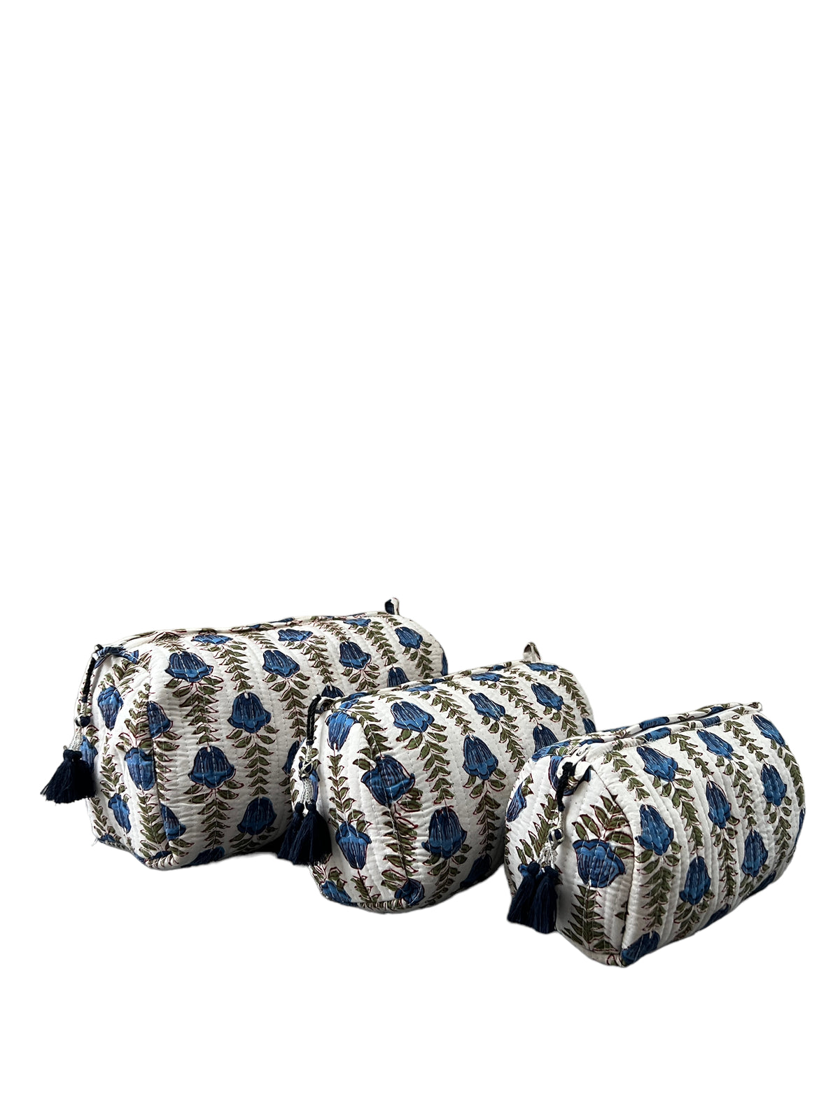 (M094) Make Up Bag Blue Green Vines