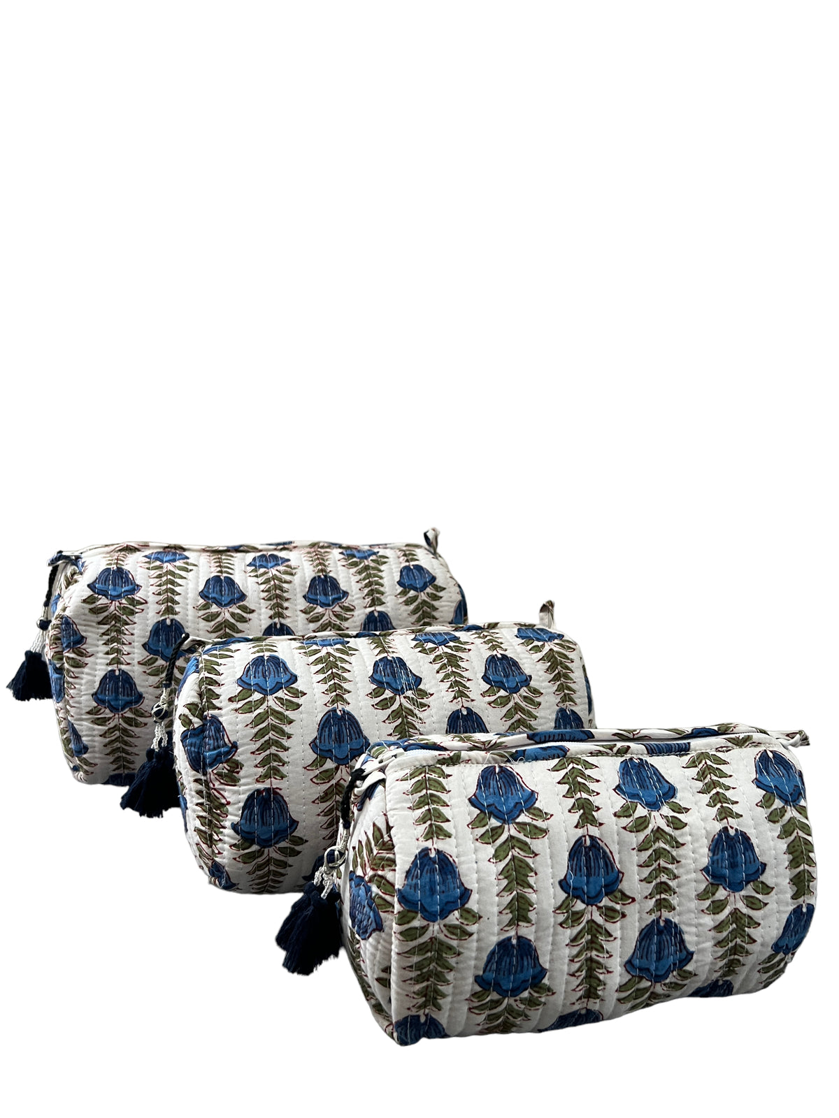 (M094) Make Up Bag Blue Green Vines