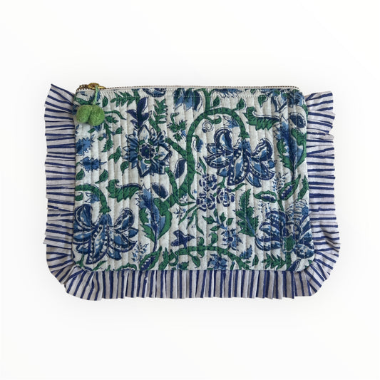 Frilly Clutch Blue Green Jaal with Stripes A104