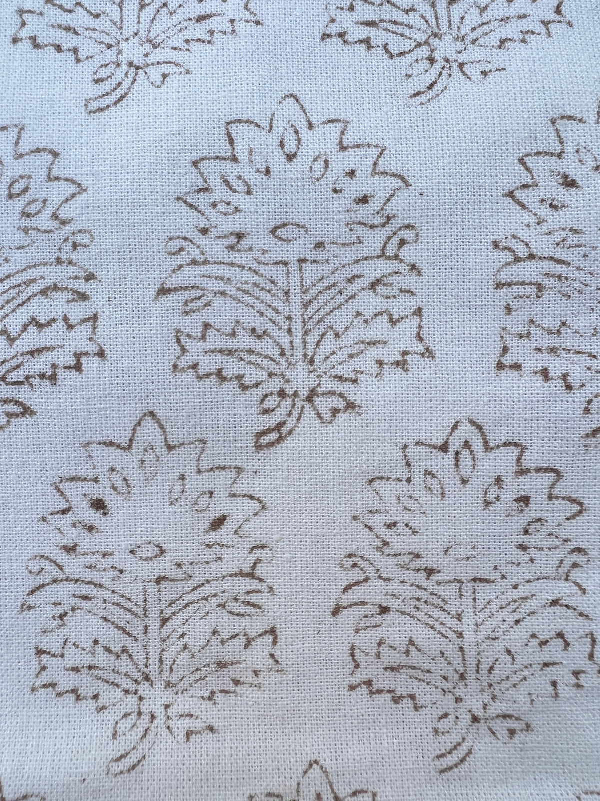 Mushroom Brown Block Printed Tea Towel