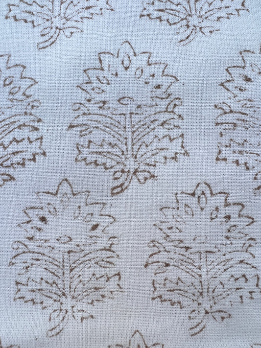 Mushroom Brown Block Printed Tea Towel