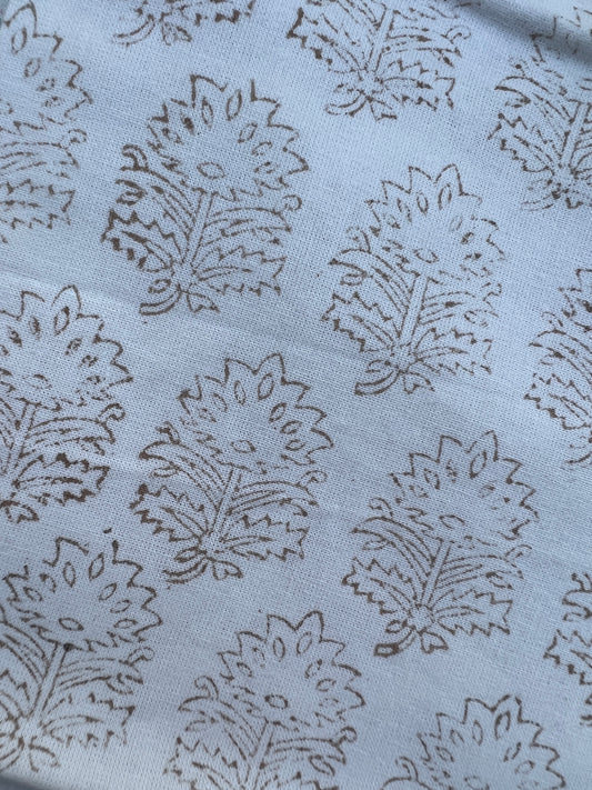 Mushroom Brown Block Printed Tea Towel