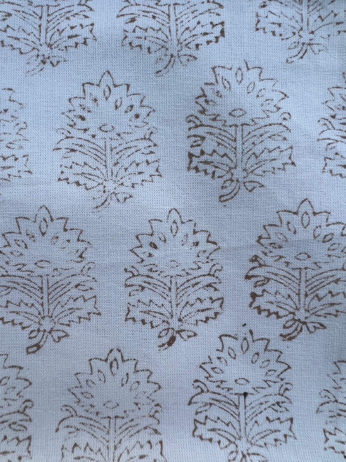 Mushroom Brown Block Printed Tea Towel